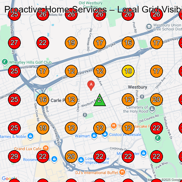 Proactive Home Services GeoGrid visibility map for Hvac Contractor in None